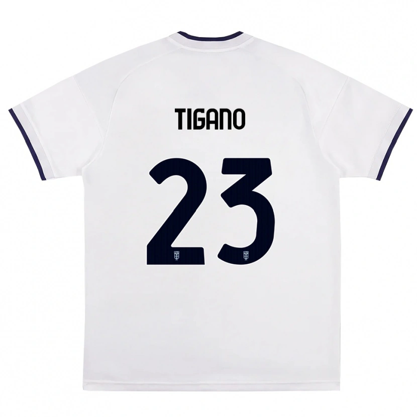 Danxen Kinderen Achille Tigano #23 Wit Rood Koninklijk Blauw Uitshirt Uittenue 2026/27 T-Shirt België