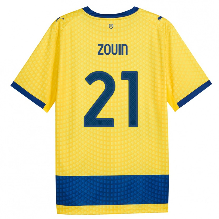 Danxen Kinderen Aymen Zouin #21 Geel Blauw Zwart Uitshirt Uittenue 2026/27 T-Shirt België