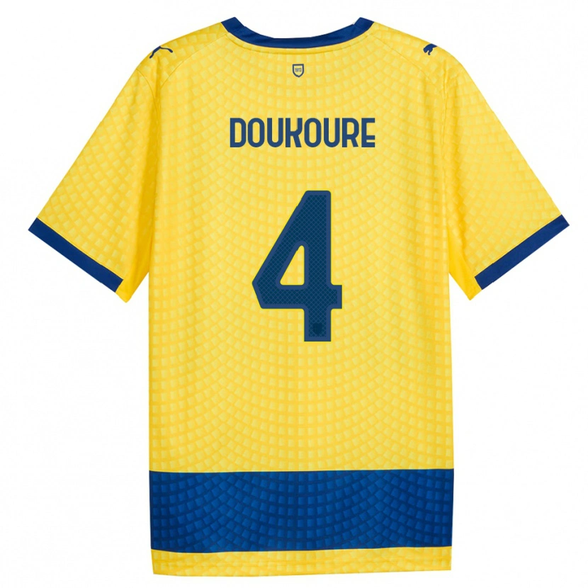 Danxen Kinderen Vamoussa Doukoure #4 Geel Blauw Zwart Uitshirt Uittenue 2026/27 T-Shirt België