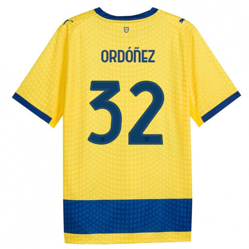 Danxen Kinderen Christian Ordóñez #32 Geel Blauw Zwart Uitshirt Uittenue 2026/27 T-Shirt België