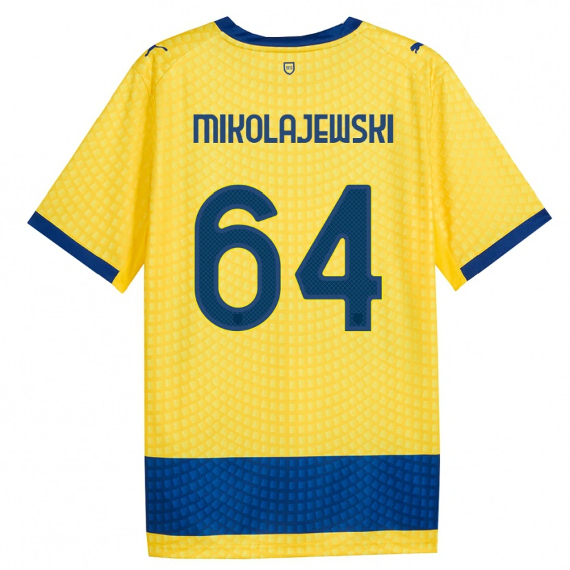 Danxen Kinderen Daniel Mikolajewski #64 Geel Blauw Zwart Uitshirt Uittenue 2026/27 T-Shirt België