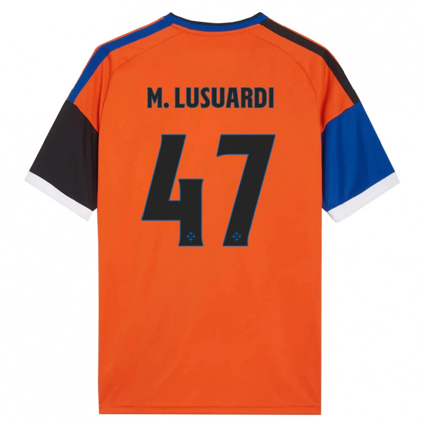 Danxen Kinderen Mateus Lusuardi #47 Oranje Blauw Zwart Wit Uitshirt Uittenue 2026/27 T-Shirt België