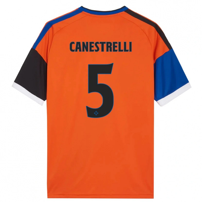 Danxen Kinderen Simone Canestrelli #5 Oranje Blauw Zwart Wit Uitshirt Uittenue 2026/27 T-Shirt België