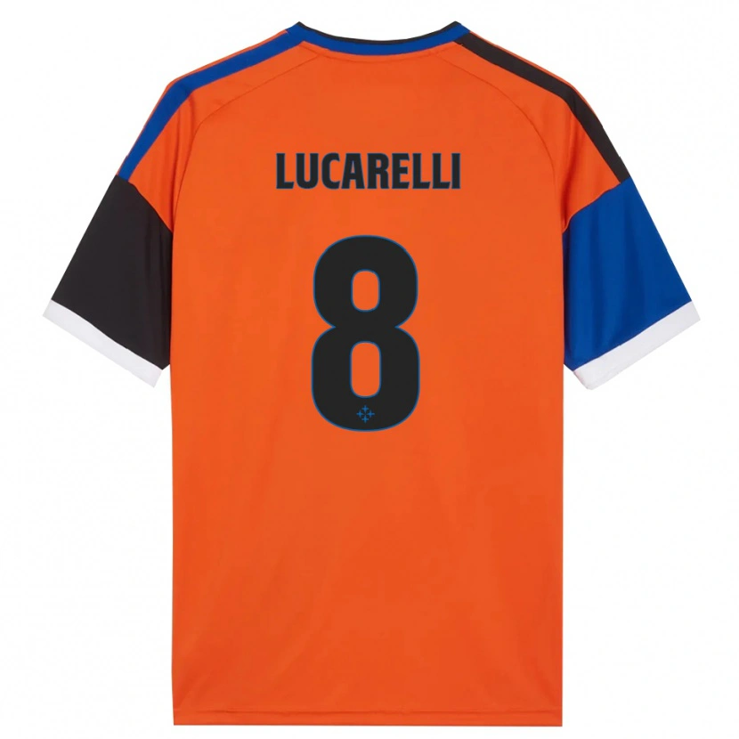 Danxen Kinderen Lapo Lucarelli #8 Oranje Blauw Zwart Wit Uitshirt Uittenue 2026/27 T-Shirt België