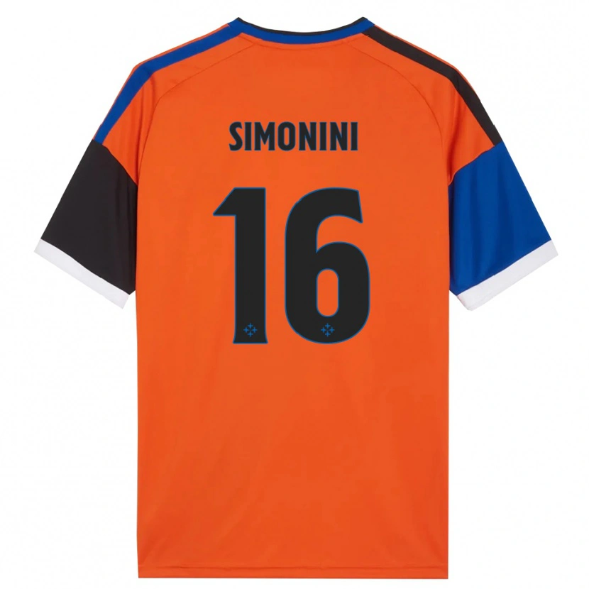 Danxen Kinderen Nicolò Simonini #16 Oranje Blauw Zwart Wit Uitshirt Uittenue 2026/27 T-Shirt België