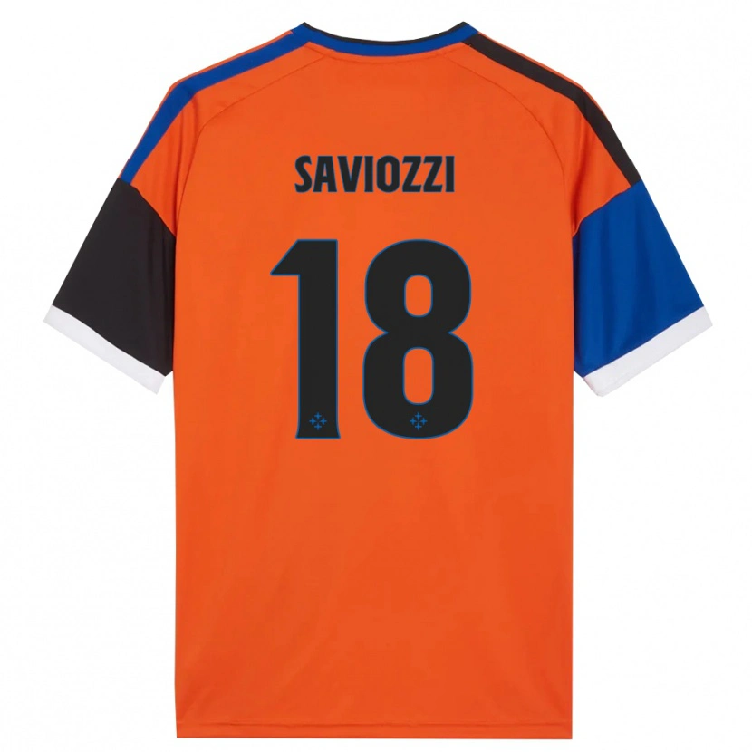 Danxen Kinderen Mattia Saviozzi #18 Oranje Blauw Zwart Wit Uitshirt Uittenue 2026/27 T-Shirt België