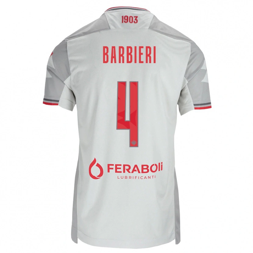 Danxen Kinderen Tommaso Barbieri #4 Grijs Wit Rood Uitshirt Uittenue 2026/27 T-Shirt België