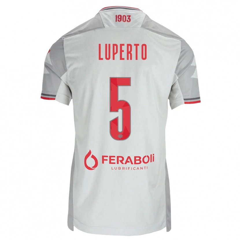Danxen Kinderen Sebastiano Luperto #5 Grijs Wit Rood Uitshirt Uittenue 2026/27 T-Shirt België