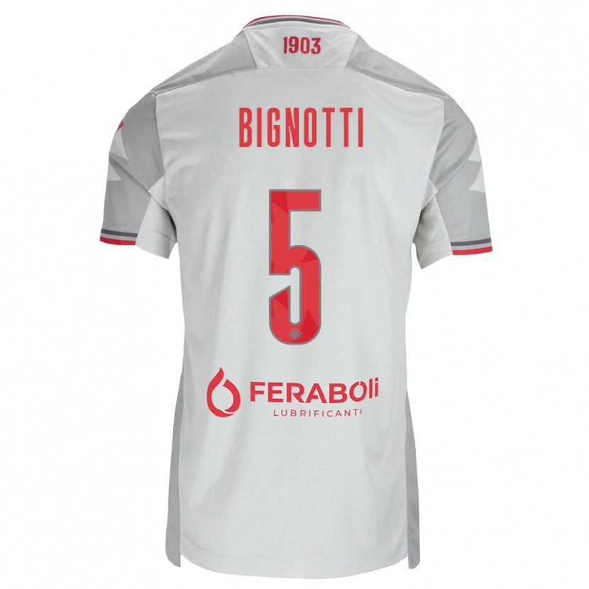 Danxen Kinderen Francesco Bignotti #5 Grijs Wit Rood Uitshirt Uittenue 2026/27 T-Shirt België