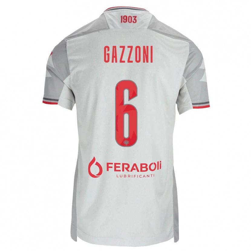 Danxen Kinderen Matteo Gazzoni #6 Grijs Wit Rood Uitshirt Uittenue 2026/27 T-Shirt België