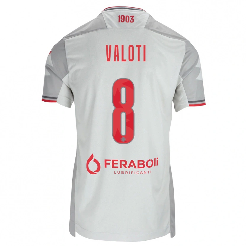 Danxen Kinderen Mattia Valoti #8 Grijs Wit Rood Uitshirt Uittenue 2026/27 T-Shirt België
