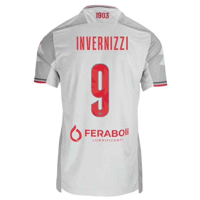 Danxen Kinderen Leonardo Invernizzi #9 Grijs Wit Rood Uitshirt Uittenue 2026/27 T-Shirt België