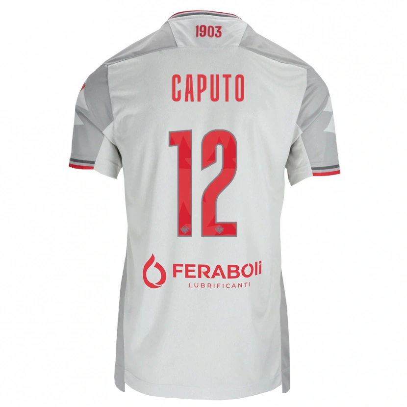 Danxen Kinderen Simone Caputo #12 Grijs Wit Rood Uitshirt Uittenue 2026/27 T-Shirt België