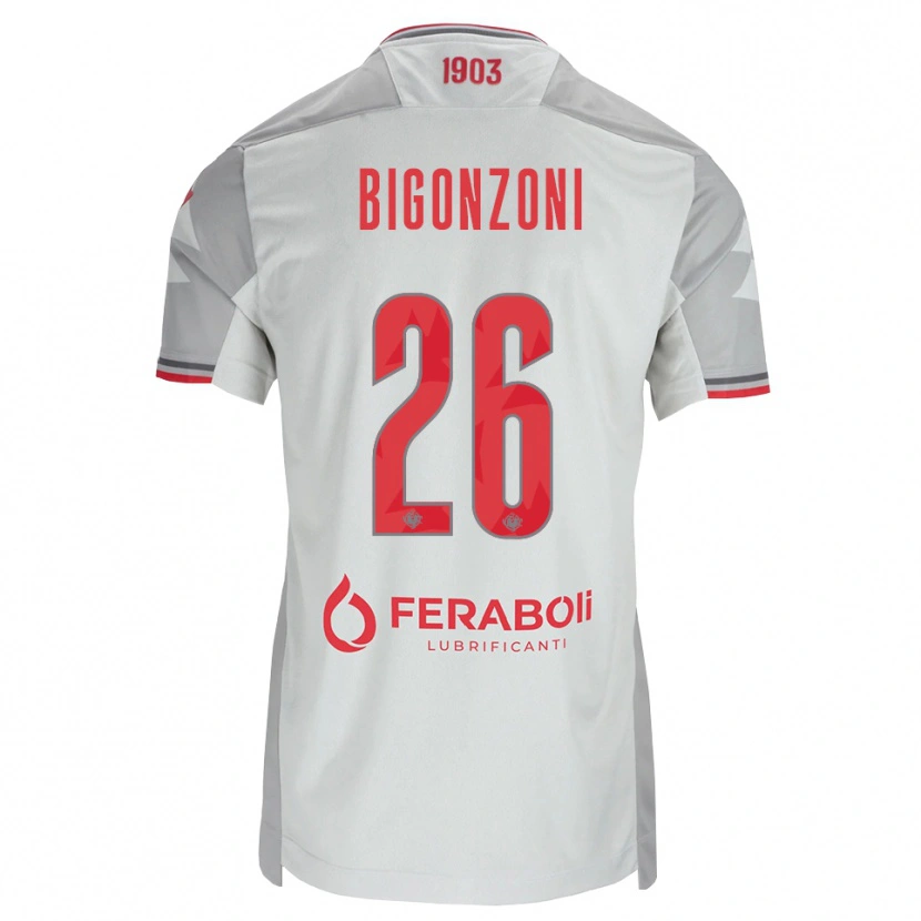 Danxen Kinderen Michele Bigonzoni #26 Grijs Wit Rood Uitshirt Uittenue 2026/27 T-Shirt België