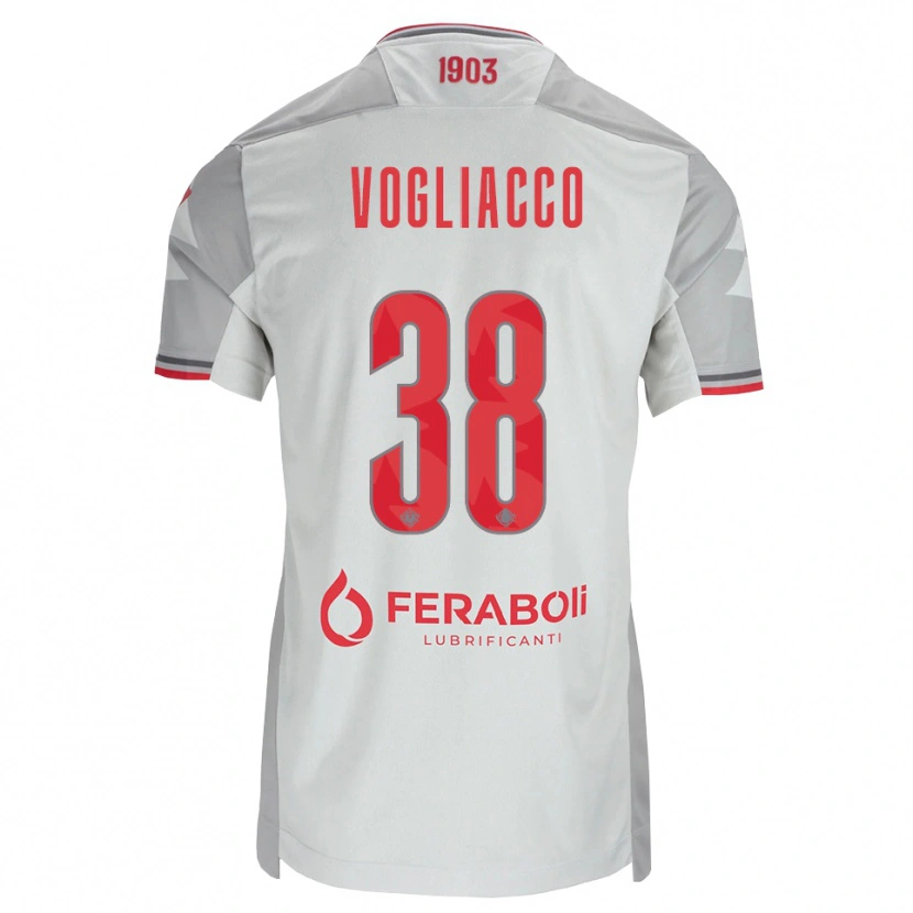 Danxen Kinderen Alessandro Vogliacco #38 Grijs Wit Rood Uitshirt Uittenue 2026/27 T-Shirt België