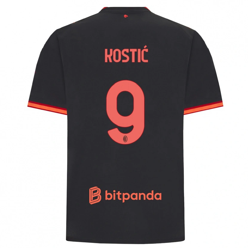 Danxen Kinderen Andrej Kostić #9 Zwart Rood Thuisshirt Derde Tenue 2026/27 T-Shirt België