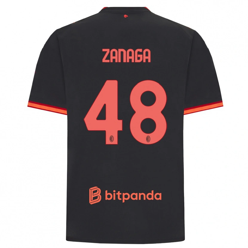 Danxen Kinderen Edoardo Zanaga #48 Zwart Rood Thuisshirt Derde Tenue 2026/27 T-Shirt België