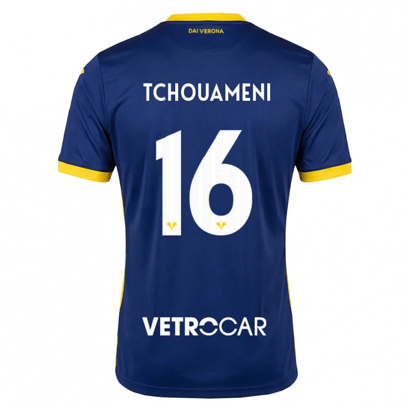 Danxen Heren Alex Tchouameni #16 Koninklijk Blauw Geel Wit Thuisshirt Thuistenue 2026/27 T-Shirt België