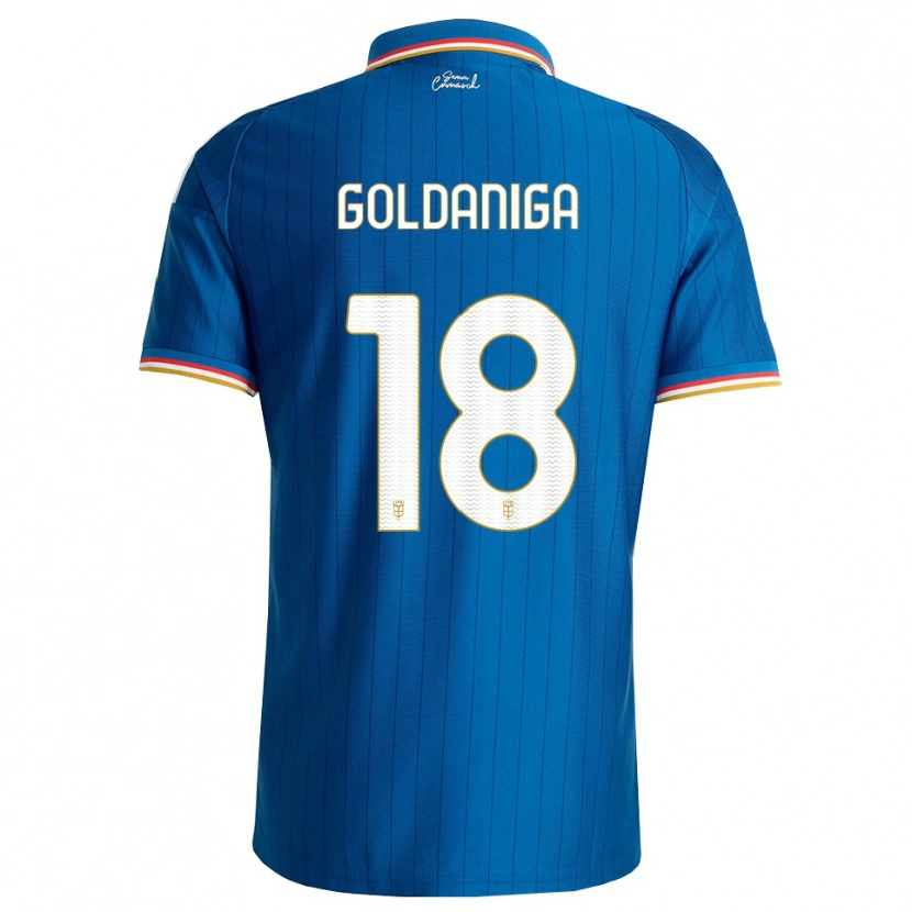 Danxen Heren Edoardo Goldaniga #18 Blauw Wit Rood Thuisshirt Thuistenue 2026/27 T-Shirt België