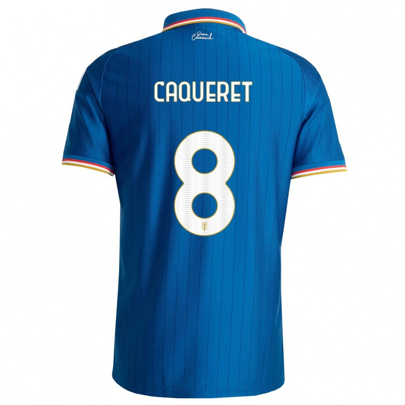 Danxen Heren Maxence Caqueret #8 Blauw Wit Rood Thuisshirt Thuistenue 2026/27 T-Shirt België