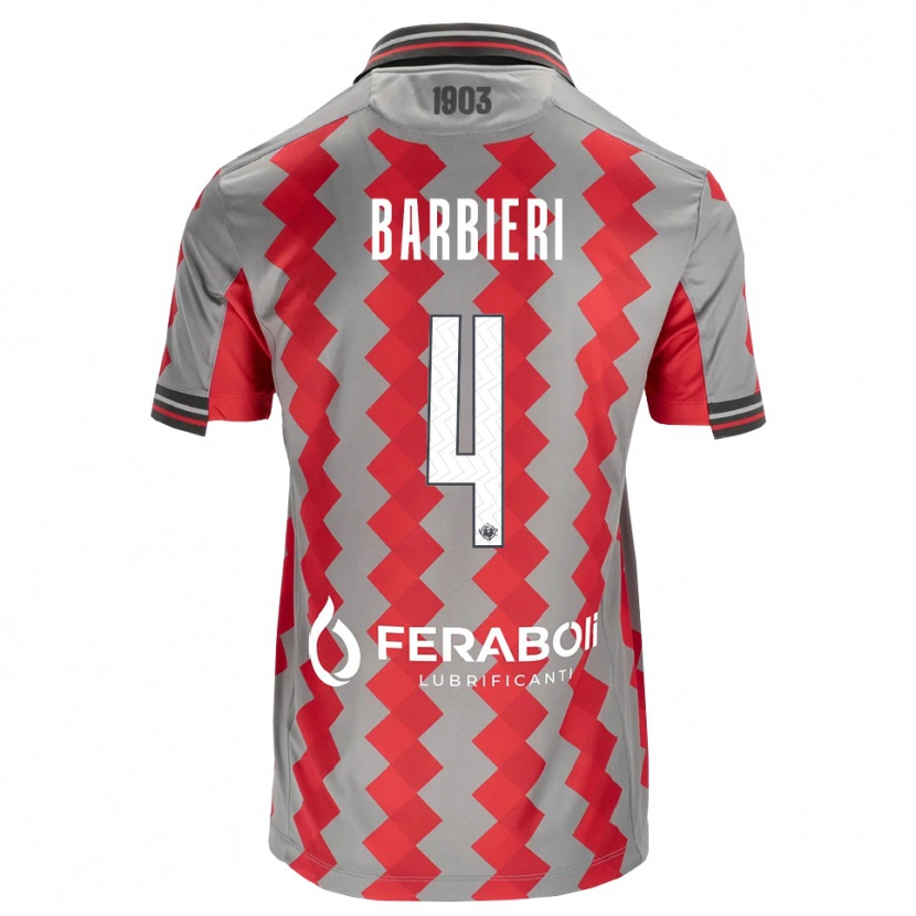 Danxen Heren Tommaso Barbieri #4 Grijs Rood Wit Thuisshirt Thuistenue 2026/27 T-Shirt België