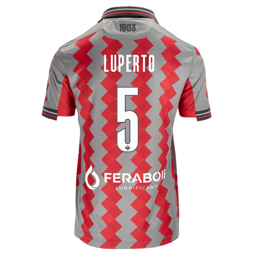 Danxen Heren Sebastiano Luperto #5 Grijs Rood Wit Thuisshirt Thuistenue 2026/27 T-Shirt België