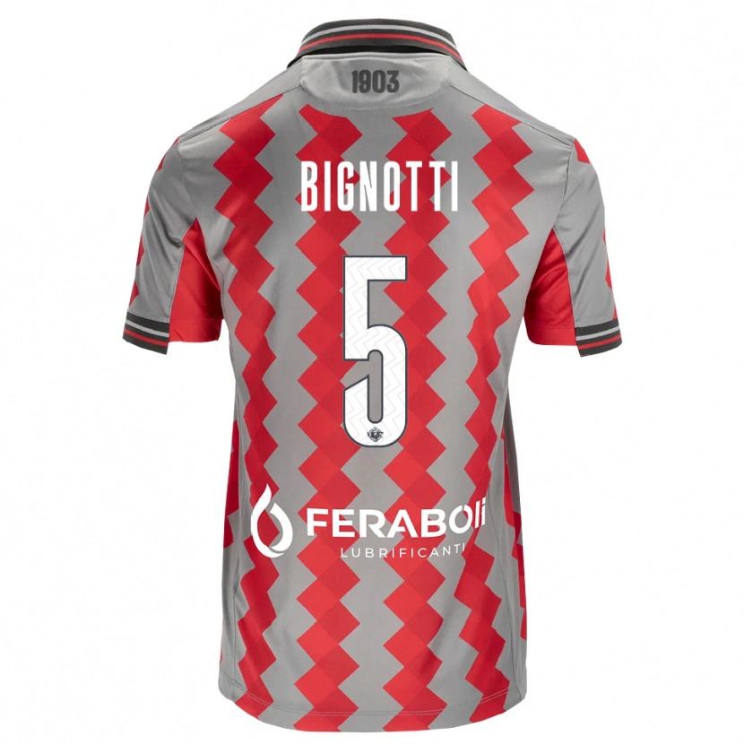 Danxen Heren Francesco Bignotti #5 Grijs Rood Wit Thuisshirt Thuistenue 2026/27 T-Shirt België