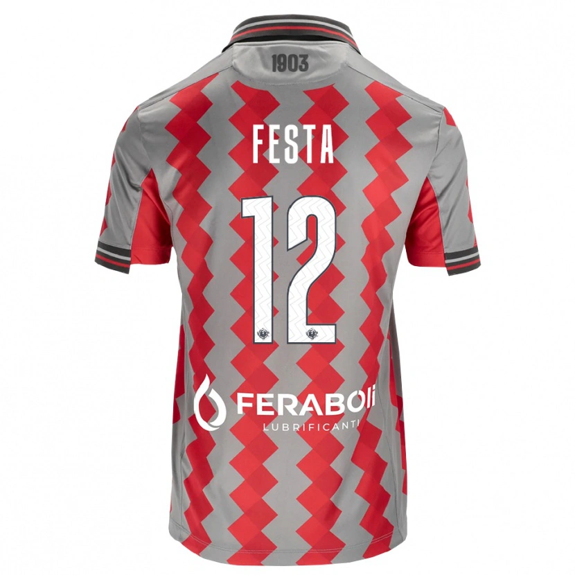 Danxen Heren Marco Festa #12 Grijs Rood Wit Thuisshirt Thuistenue 2026/27 T-Shirt België