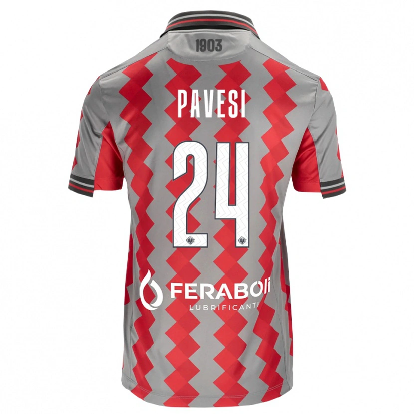 Danxen Heren Davide Pavesi #24 Grijs Rood Wit Thuisshirt Thuistenue 2026/27 T-Shirt België