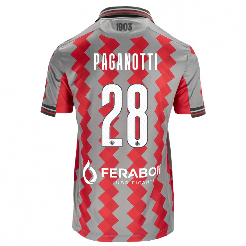 Danxen Heren Michele Paganotti #28 Grijs Rood Wit Thuisshirt Thuistenue 2026/27 T-Shirt België