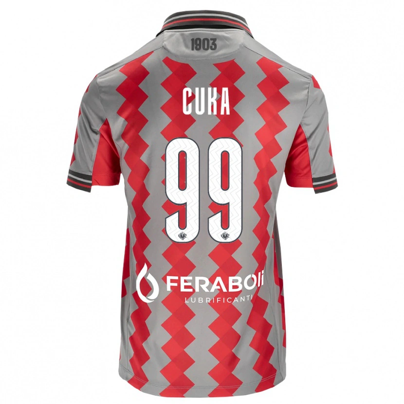 Danxen Heren Samuel Cuka #99 Grijs Rood Wit Thuisshirt Thuistenue 2026/27 T-Shirt België