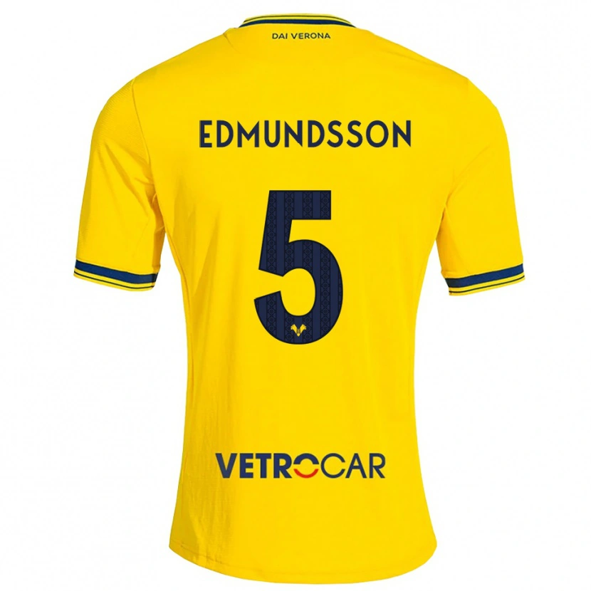 Danxen Heren Andrias Edmundsson #5 Geel Rood Uitshirt Uittenue 2026/27 T-Shirt België