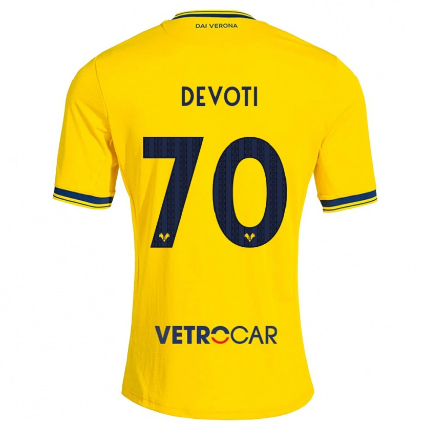 Danxen Heren Andrea Devoti #70 Geel Rood Uitshirt Uittenue 2026/27 T-Shirt België
