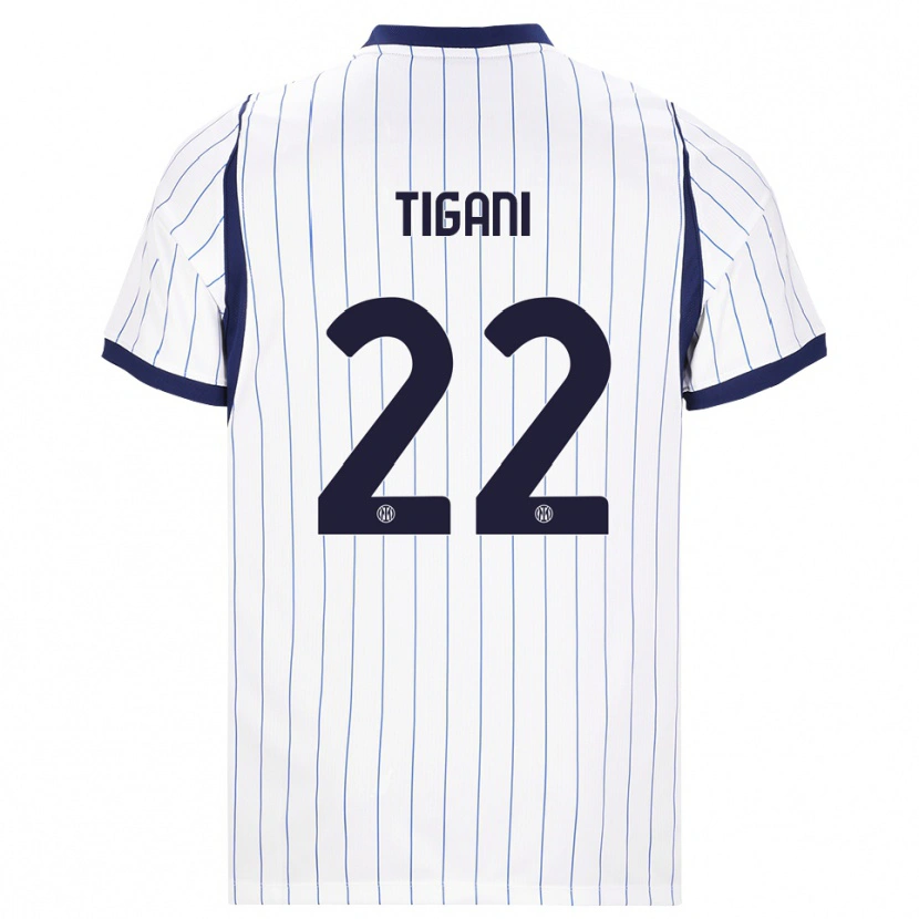 Danxen Heren Edoardo Tigani #22 Wit Marineblauw Uitshirt Uittenue 2026/27 T-Shirt België