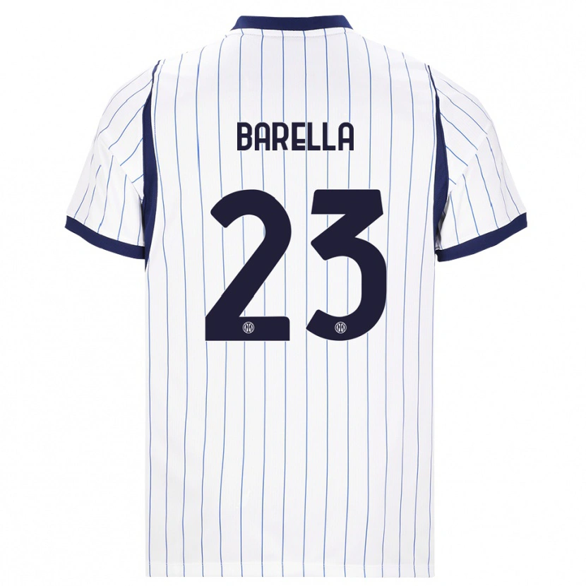 Danxen Heren Nicolò Barella #23 Wit Marineblauw Uitshirt Uittenue 2026/27 T-Shirt België