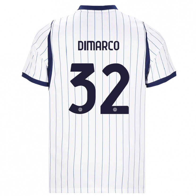 Danxen Heren Federico Dimarco #32 Wit Marineblauw Uitshirt Uittenue 2026/27 T-Shirt België