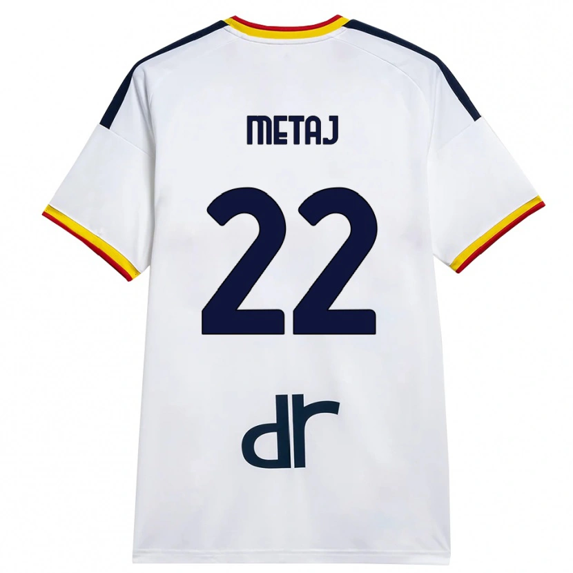 Danxen Heren Dejvi Metaj #22 Wit Geel Rood Uitshirt Uittenue 2026/27 T-Shirt België