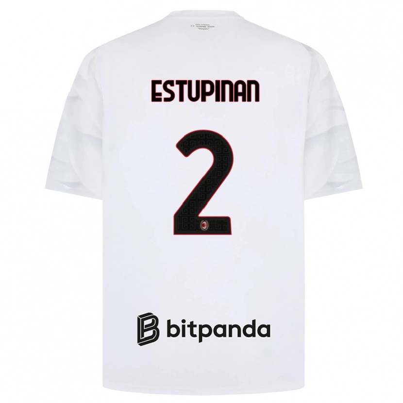 Danxen Heren Pervis Estupiñán #2 Wit Rood Zwart Uitshirt Uittenue 2026/27 T-Shirt België