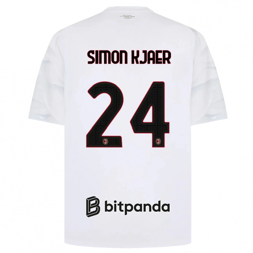 Danxen Heren Simon Kjaer #24 Wit Rood Zwart Uitshirt Uittenue 2026/27 T-Shirt België