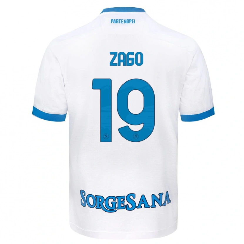 Danxen Heren Gabriele Zago #19 Wit Hemelsblauw Uitshirt Uittenue 2026/27 T-Shirt België