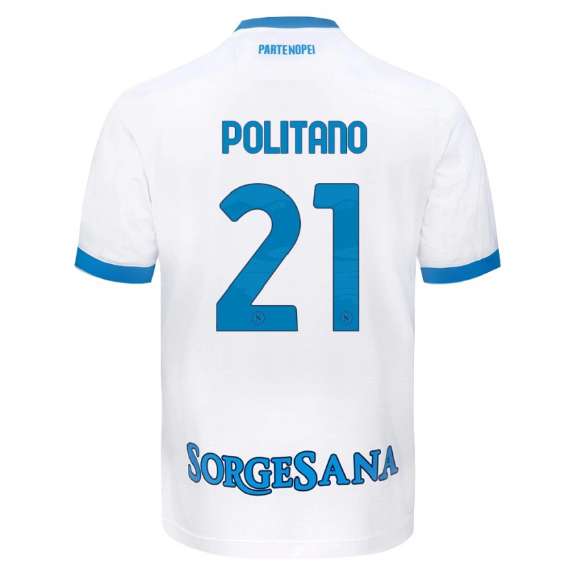 Danxen Heren Matteo Politano #21 Wit Hemelsblauw Uitshirt Uittenue 2026/27 T-Shirt België