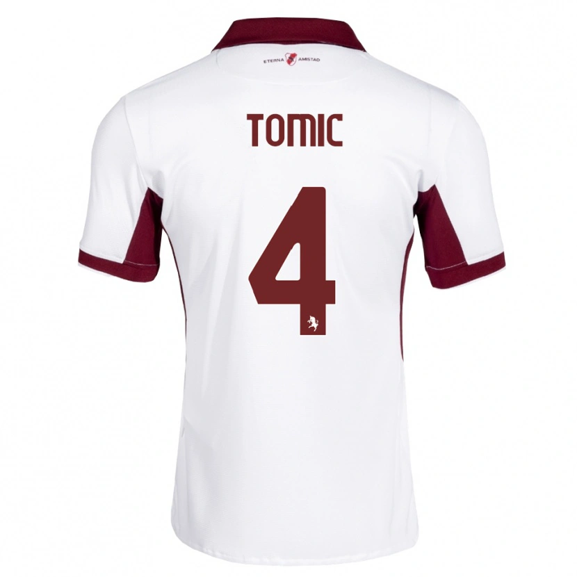 Danxen Heren Luka Tomic #4 Bordeauxrood Wit Rood Uitshirt Uittenue 2026/27 T-Shirt België