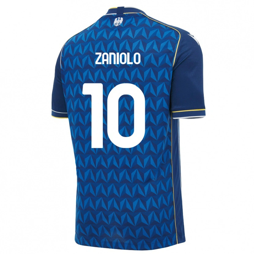 Danxen Heren Nicolò Zaniolo #10 Koninklijk Blauw Wit Blauw Uitshirt Uittenue 2026/27 T-Shirt België