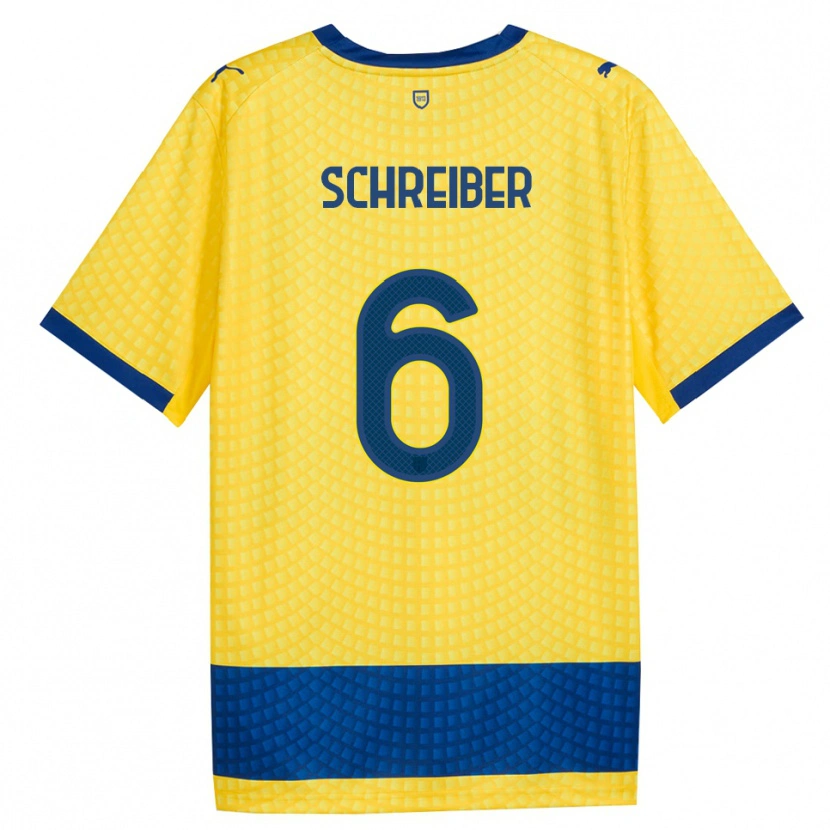 Danxen Heren Fabio Schreiber #6 Geel Blauw Zwart Uitshirt Uittenue 2026/27 T-Shirt België