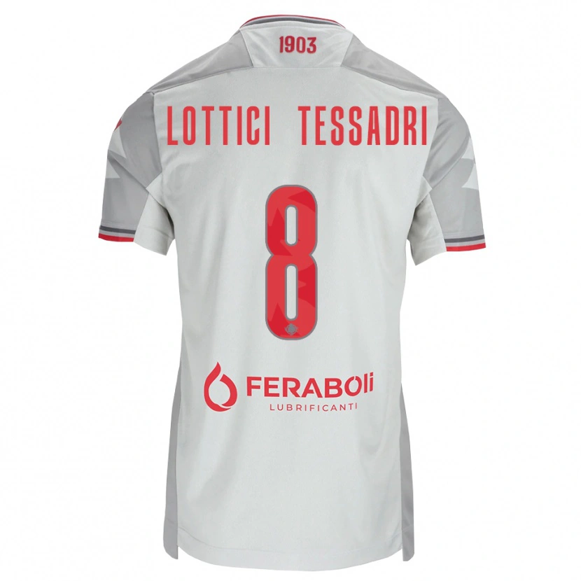 Danxen Heren Simone Lottici Tessadri #8 Grijs Wit Rood Uitshirt Uittenue 2026/27 T-Shirt België
