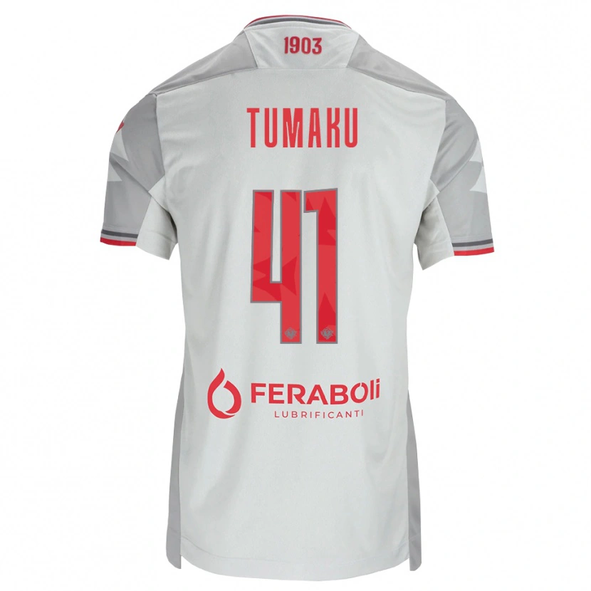 Danxen Heren Niccolò Tumaku #41 Grijs Wit Rood Uitshirt Uittenue 2026/27 T-Shirt België