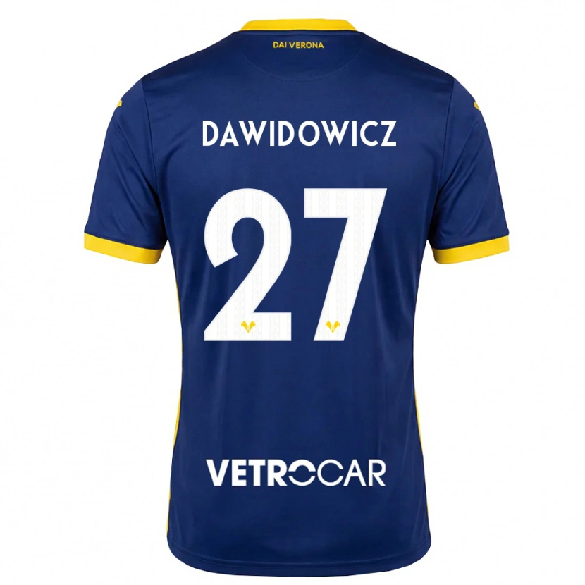 Danxen Dames Pawel Dawidowicz #27 Koninklijk Blauw Geel Wit Thuisshirt Thuistenue 2026/27 T-Shirt België
