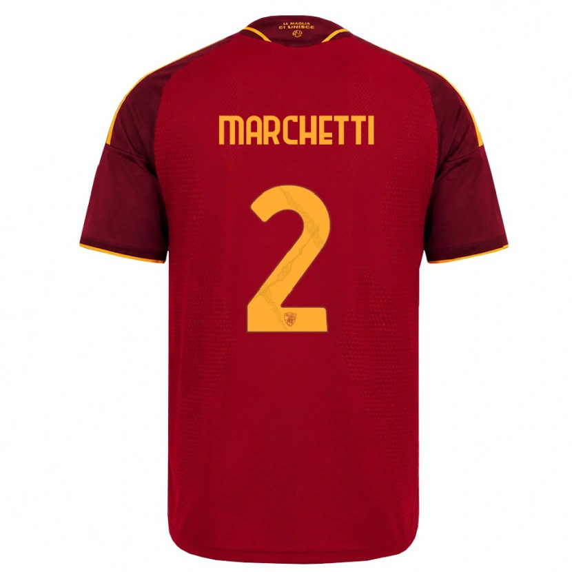 Danxen Dames Tommaso Marchetti #2 Rood Gouden Geel Thuisshirt Thuistenue 2026/27 T-Shirt België