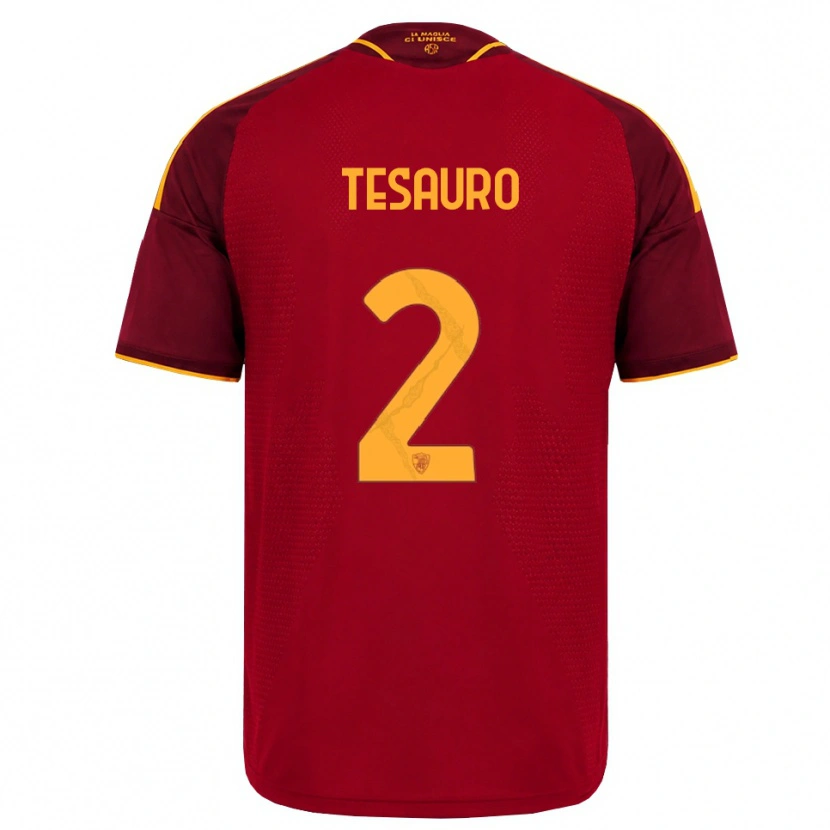 Danxen Dames Emanuele Tesauro #2 Rood Gouden Geel Thuisshirt Thuistenue 2026/27 T-Shirt België