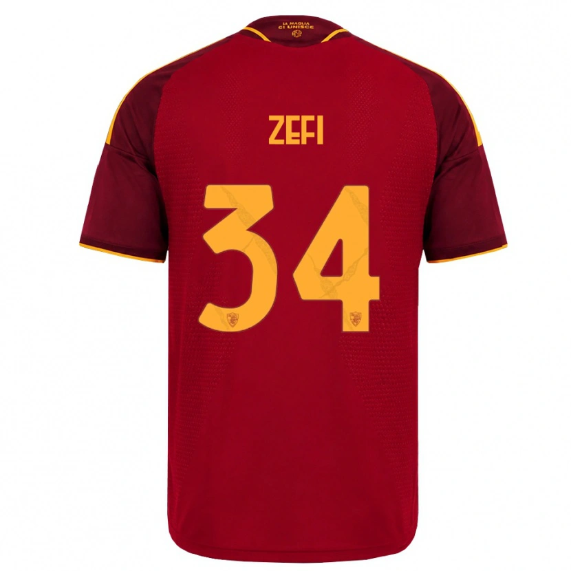 Danxen Dames Kevin Zefi #34 Rood Gouden Geel Thuisshirt Thuistenue 2026/27 T-Shirt België
